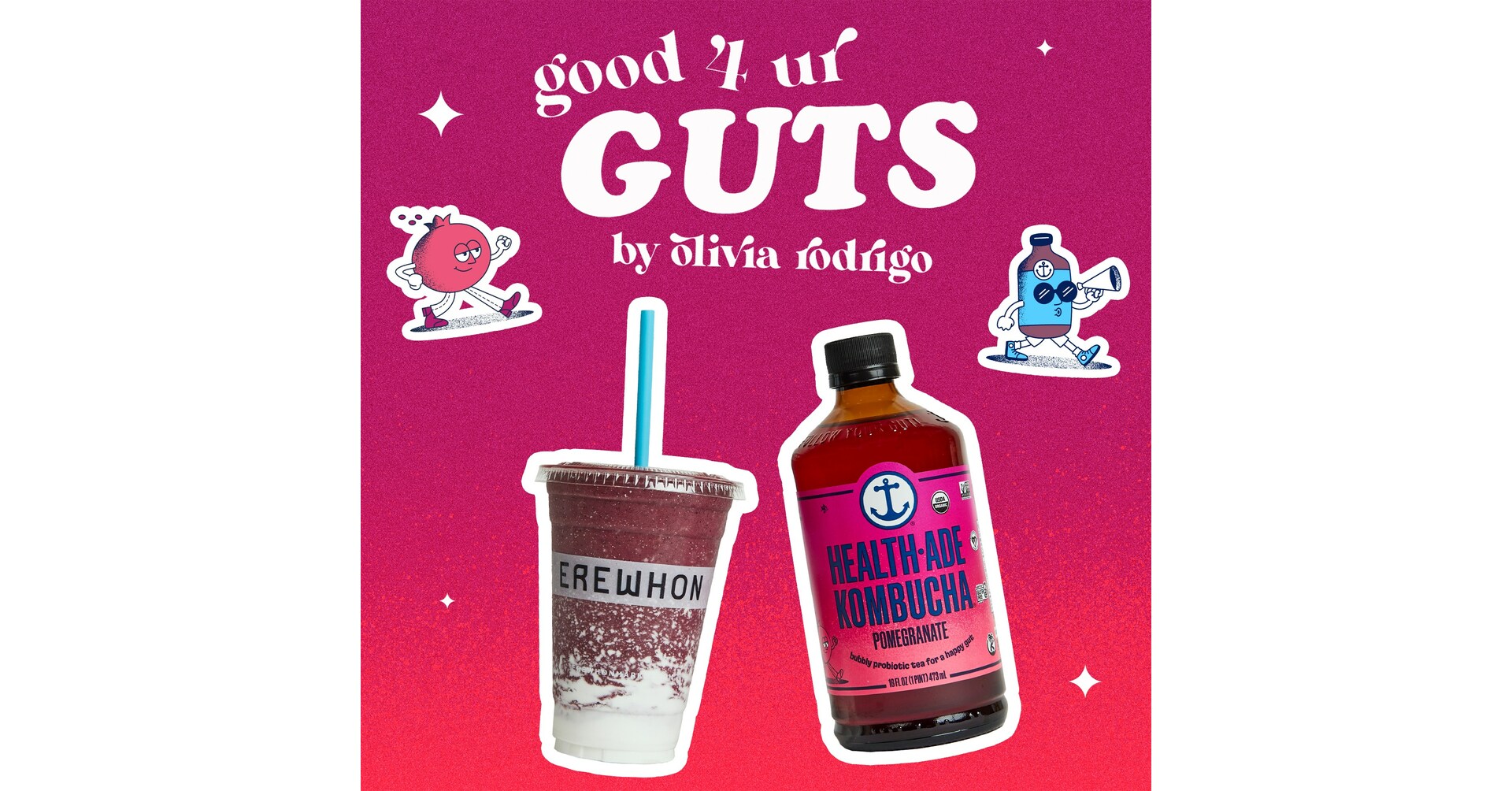 Erewhon Debuts Olivia Rodrigo Smoothie Collaboration, good 4 ur GUTS,  Featuring Health-Ade Kombucha as Main Gut-Healthy Ingredient