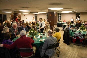 Guests enjoy their dinners in one of many locations across campus.