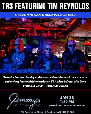 2x-GRAMMY Nominated Guitarist TIM REYNOLDS & TR3 perform at Jimmy's Jazz & Blues Club on Thursday January 18 at 7:30 P.M. Tickets available at Ticketmaster.com and www.JimmysOnCongress.com.