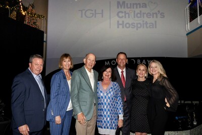 Tampa General Hospital’s children’s hospital has been renamed to the Muma Children's Hospital at TGH. (Left to right) Gordon Gillette, chair of the TGH Foundation Board of Trustees, Frann Leppla, senior vice president of development and chief philanthropy officer, Les Muma, Pam Muma, John Couris, president and CEO, Tampa General Hospital, Stacey Brandt, EVP and chief administrative officer, Tampa General Hospital and Melissa Golombek, vice president, Women’s & Children’s Services.