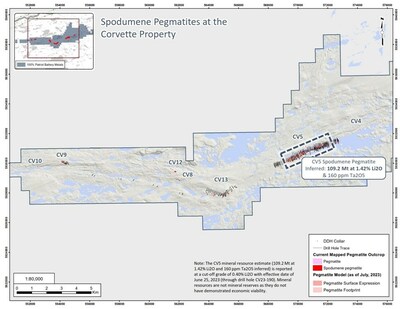Figure 1: Spodumene pegmatite occurrences at the Property. (CNW Group/Patriot Battery Metals Inc)
