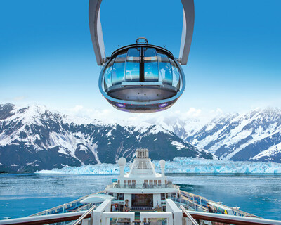 OV, Ovation of the Seas, Alaska, Hubbard Glacier, North Star, Mountains, Scenic View Of Snow Covered Mountains Against Blue Sky, scenery, ice, icy, upper deck aft view. 