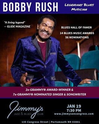 Blues Legend BOBBY RUSH performs at Jimmy's Jazz & Blues Club on Friday January 19 at 7:30 P.M. Tickets available at Ticketmaster.com and www.JimmysOnCongress.com.