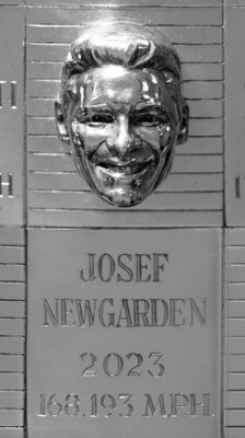 Josef Newgarden's likeness on the Borg-Warner Trophy® is unveiled after his win at the 107th running of the Indianapolis 500