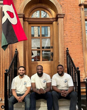 BrownMill Co. Founders - pictured left to right - Taha Shimou, Kwaku Agyemang, and Justis Pitt-Goodson. BrownMill is one of many businesses that accepts the Newark Gift Card. Credit BrownMill Company