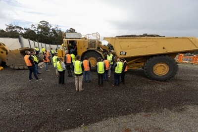 Caterpillar subject matter experts answer questions from Newmont leaders at the company’s Burnie Proving Ground in Tasmania, Australia.