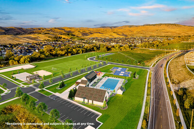 Rendering of the new Dry Creek Ranch Community Center in Boise, ID will span nearly 9,000 SqFt on a 5-acre manicured site with gorgeous views of the Boise Foothills.