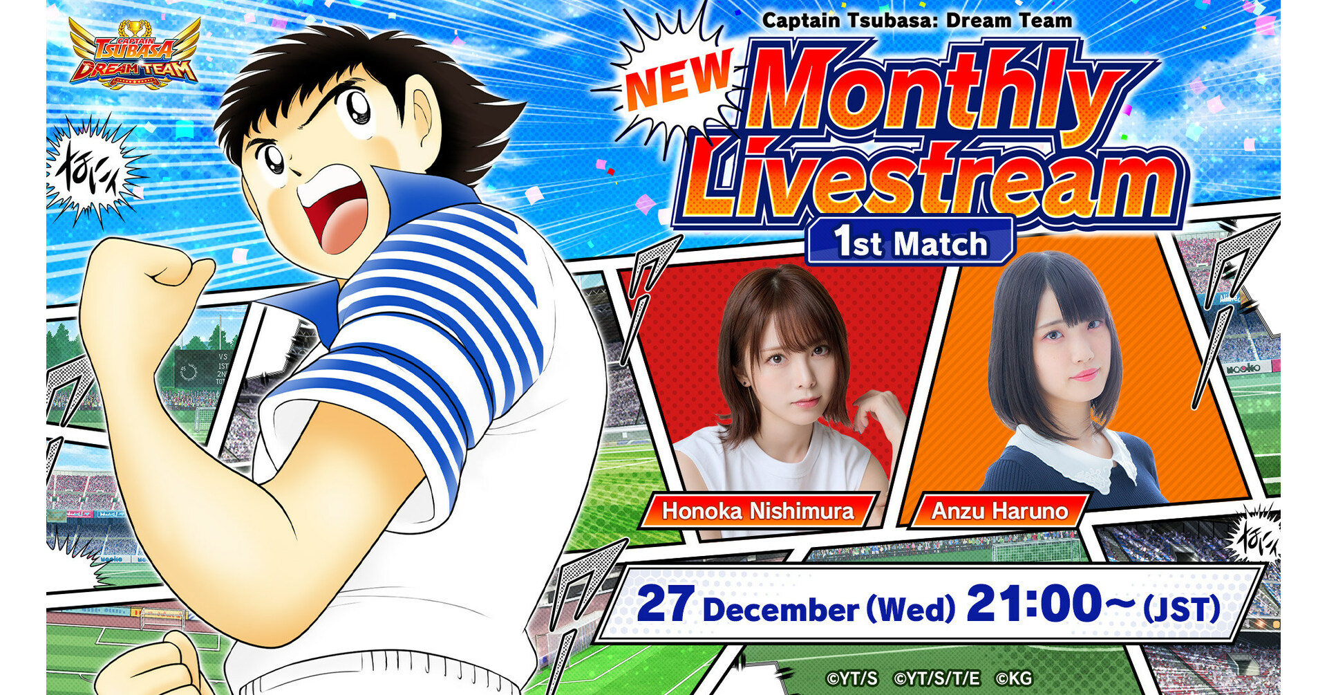 Honoka Nishimura & Anzu Haruno to Appear in the Captain Tsubasa: Dream Team YouTube Livestream Renewal