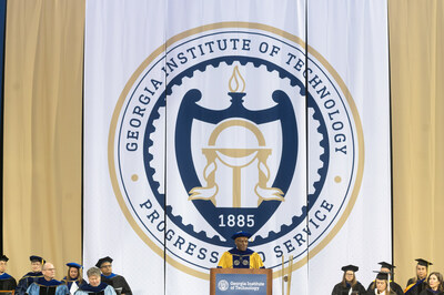 Womack addresses the graduating class as part of Georgia Tech's 2023 Fall Commencement Ceremony. Photo Credit: Georgia Tech