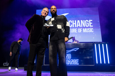 Photo (L-R): Michael Huppe presents Common with the SoundExchange Music Fairness Award at The Anthem in Washington, D.C. (Photo credit: Victoria Ford/Sneakshot)