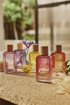 The Body Shop's 100% vegan certified Full Flowers fragrance collection, including the new Full Magnolia scent. (CNW Group/The Body Shop North America)