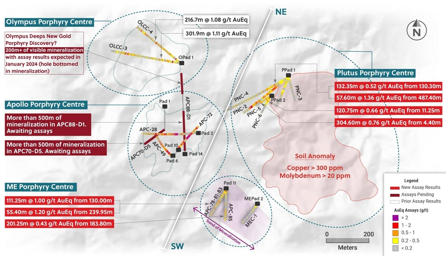 Figure 2: Plan View of Drill Holes into the ME and Plutus Targets Outlined in this Release (CNW Group/Collective Mining Ltd.) Figure 2: Plan View of Drill Holes into the ME and Plutus Targets Outlined in this Release (CNW Group/Collective Mining Ltd.)