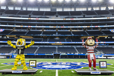A tradition since 2015, Goodyear honors the competitors of the 88th Goodyear Cotton Bowl Classic, University of Missouri and The Ohio State University, with intricate, handcrafted sculptures of their mascots made collectively from 280 Goodyear-branded tires by artist Blake McFarland are seen on Tuesday, Dec. 26, 2023 in Arlington, Texas. Sculptures will be donated to the respective schools following the game on Friday, Dec. 29 at AT&T Stadium in Arlington, Texas. (Brandon Wade/AP Images for Goodyear)
