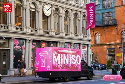 MINISO Blind Box Car Travels New York Streets, Spreading Joy of Blind Box Carnival