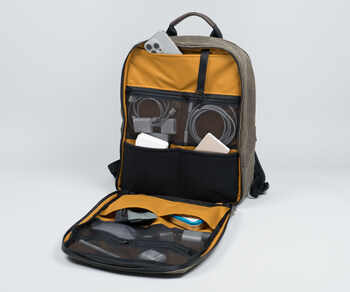 A dedicated gear compartment includes 11 organization pockets ranging in size and style.