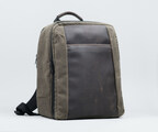 Tech Folio Backpack: brown waxed canvas + chocolate full-grain leather