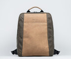 Tech Folio Backpack: brown waxed canvas + grizzly full-grain leather
