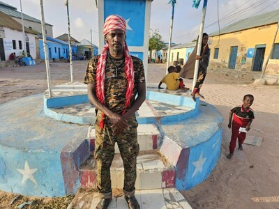 Khalif Omar Moalim Nur, leader of local Somali freedom fighters in El-Dheer, the former stronghold of al-Shabaab pirates.