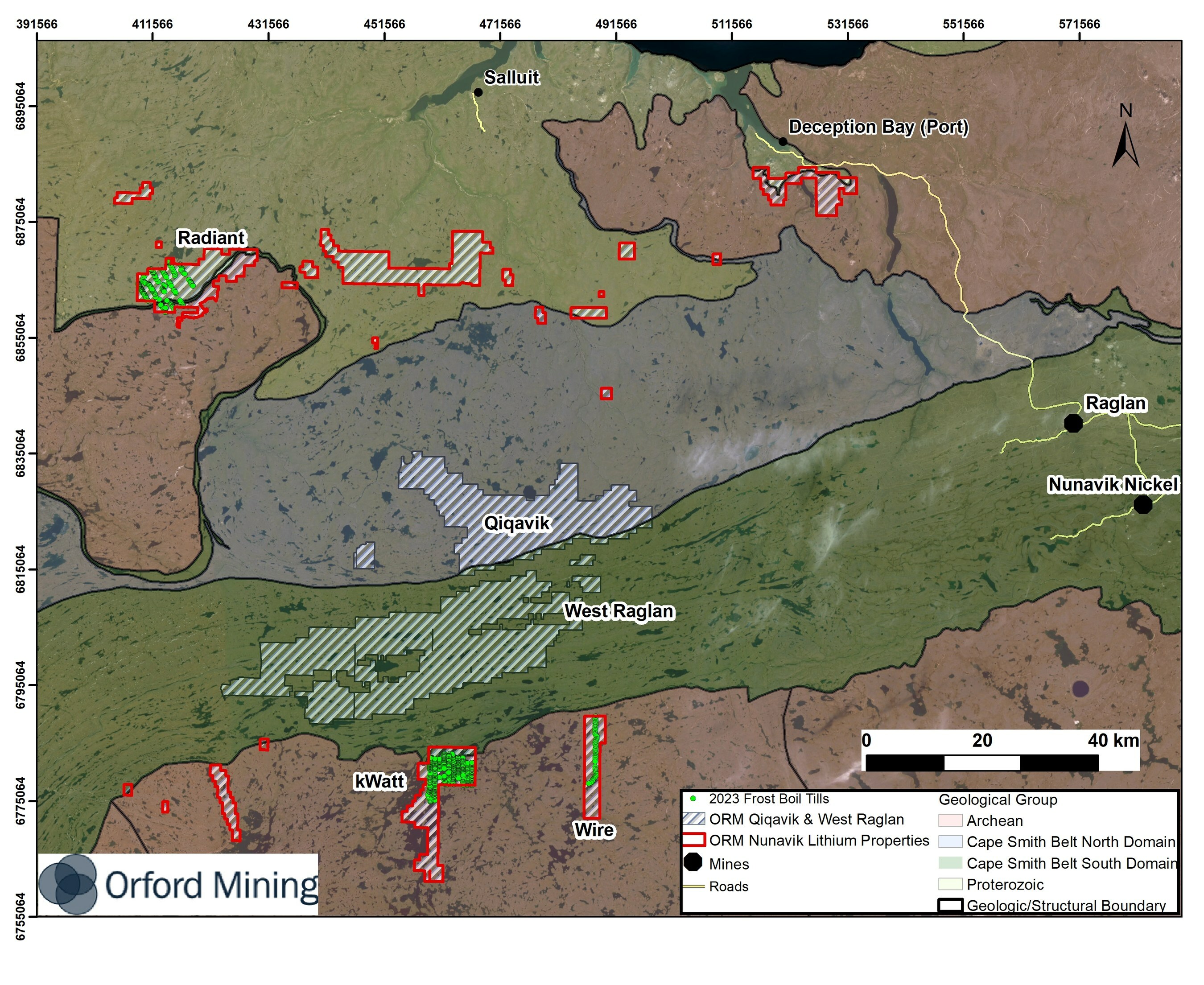 Figure 1: Location of Till Sample Sites on Nunavik Lithium Properties (CNW Group/Orford Mining Corporation) Figure 1: Location of Till Sample Sites on Nunavik Lithium Properties (CNW Group/Orford Mining Corporation)
