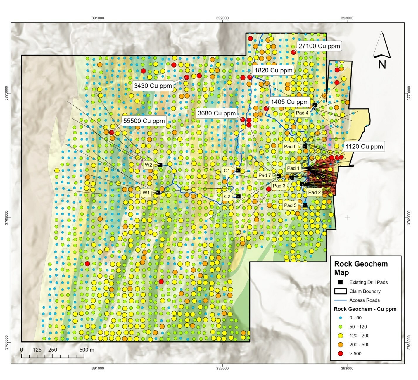 Figure 1. Copper concentration map (CNW Group/Arizona Metals Corp.) Figure 1. Copper concentration map (CNW Group/Arizona Metals Corp.)