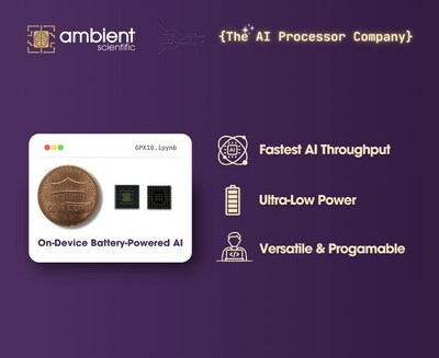 GPX10 AI SoC, smaller than a cent coin with best-in-class AI throughput for on-device and edge AI applications