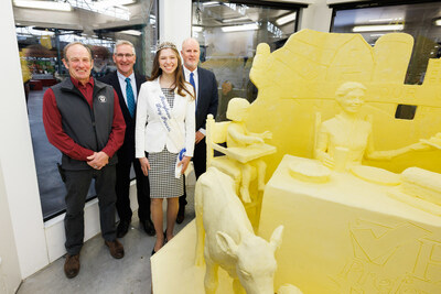 "A Table for All: Pennsylvania Dairy Connects Communities" is the theme of the 33rd Butter Sculpture at the Pennsylvania Farm Show, unveiled by the American Dairy Association North East, Pennsylvania Dairy Promotion Program and the Pennsylvania Department of Agriculture on January 4, 2024. CAPTION Left to right: Chester County Dairy Farmer Walt Moore, Agriculture Secretary Russell Redding, Pennsylvania Dairy Princess Alexis Butler and ADANE CEO John Chrisman.