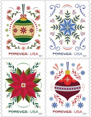 U.S. Postal Service Reveals Holiday Joy Stamps for 2024