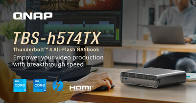 TBS-h574TX Thunderbolt™ 4 All-Flash NASbook – Unmatched performance with ZFS data protection to accelerate video projects from pre-production to post-production