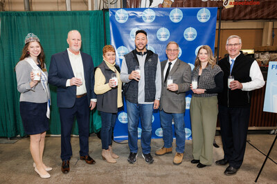 Anti-hunger advocates gathered to kick off the 2024 Fill a Glass with Hope® campaign. From LEFT TO RIGHT: Alexis Butler, Pennsylvania State Dairy Princess; John Chrisman, CEO, American Dairy Association North East; Lolly Lesher, Chair, Pennsylvania Dairy Promotion Program; Charlie Batch, NFL Alumni Player, Pittsburgh Steelers; Dave Smith, Executive Director, PA Dairymen’s Association; Julie Bancroft, CEO, Feeding Pennsylvania; Russell Reading, Secretary of the Pennsylvania Dept. of Agriculture.