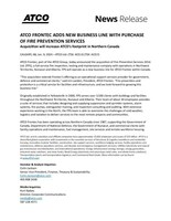 ATCO FRONTEC ADDS NEW BUSINESS LINE WITH PURCHASE OF FIRE PREVENTION SERVICES