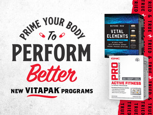 GNC Boosts Its Stellar Fitness Performance Offerings with New Sports Vitapak Programs - PRO Performance® Active Fitness Vitapak® Program and Beyond Raw® Vital Elements Vitapak® Program