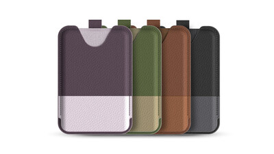 Symmetry Series Cactus Leather Wallet is designed to match each case and uses MagSafe to attach securely to the case.