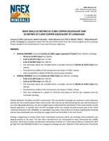 NGEX DRILLS 62 METRES AT 6.98% COPPER EQUIVALENT AND 63 METRES AT 5.84% COPPER EQUIVALENT AT LUNAHUASI (CNW Group/NGEx Minerals Ltd.)