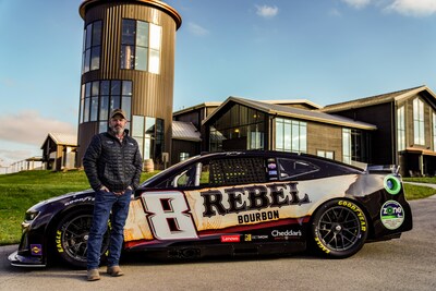 Lux Row Master Distiller John Rempe stands in front of the No. 8 Rebel Bourbon car at Lux Row Distillers in Bardstown, Kentucky.
