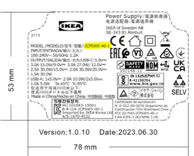 IKEA is recalling SKSTORM 40W USB charger due to thermal burn and electric shock hazard. (CNW Group/IKEA Canada Limited Partnership)