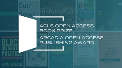 Cover images of finalists for 2024 ACLS Open Access Book Prizes and Arcadia Open Access Publishing Awards with prize logo