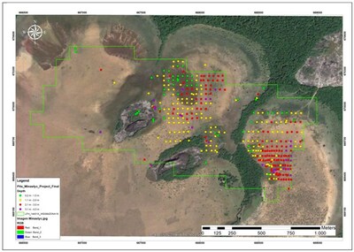 Figure 1: Total of 361 pits identified in the Minastyc Property, classified by depth. (CNW Group/Auxico Resources Canada Inc.)