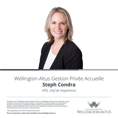 Wellington-Altus nomme Steph Condra au poste de chef de l'exprience et poursuit l'amlioration du soutien aux conseillers (Groupe CNW/La Financire Wellington-Altus inc.)