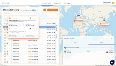 New Ocean Freight Visibility Interface. Credit: Windward