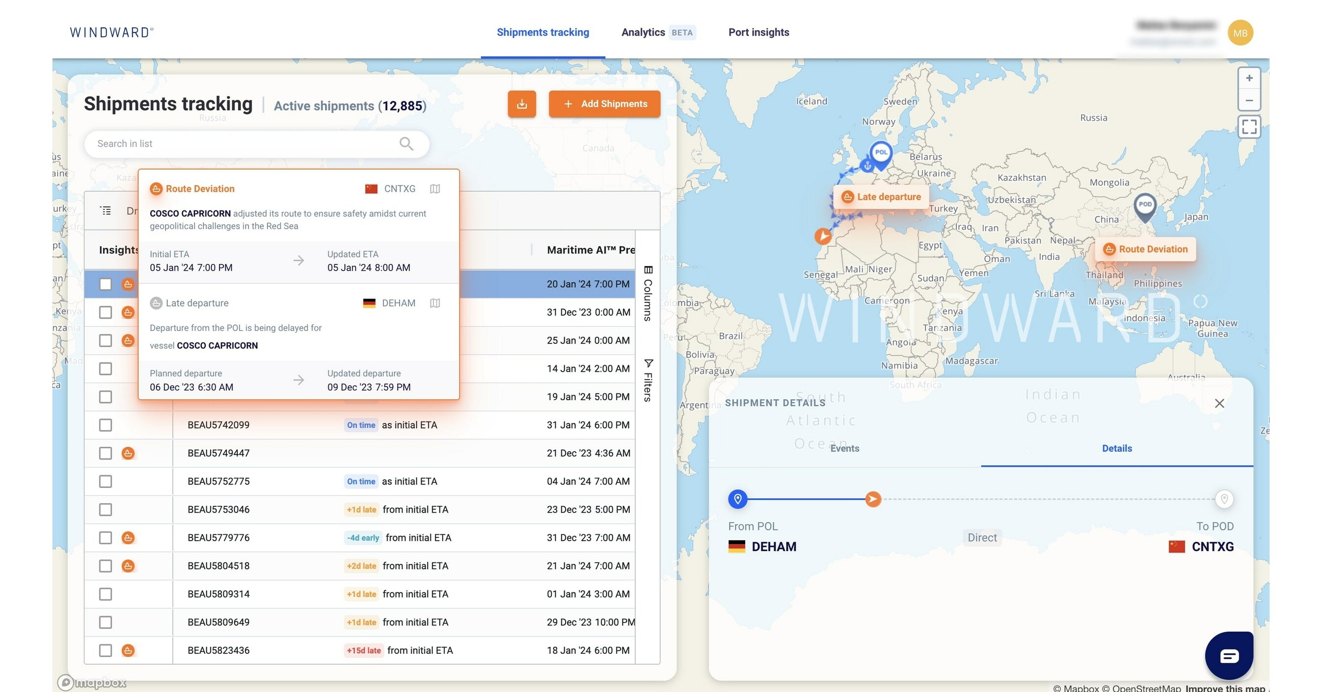 Windward Launches a new Customizable User Experience & Interface to its Ocean Freight Visibility