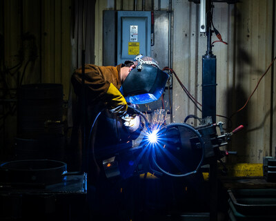 Lindsay Corporation employee Craig Engel completes complex welding work on site at the Lindsay, Neb. manufacturing facility. The plant will undergo a historic expansion and renovation beginning in 2024.