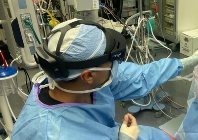 Dr. Raj Sawh-Martinez using VisAR Augmented Reality Surgical Navigation for craniosynostosis surgery