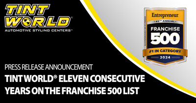 Tint World® Ranked a Top Franchise for Entrepreneur’s 45th annual 2024 Franchise 500®