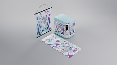 Elira Pendora HYTE Y60 Case, Custom Desk Pad, and Wall Scroll