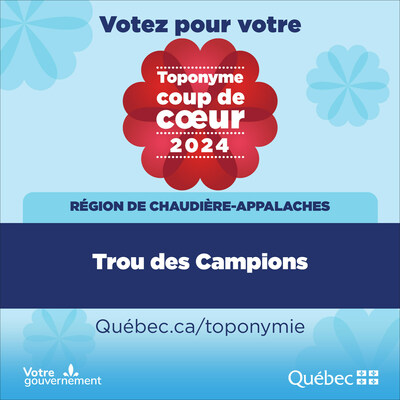 Concours des Toponymes coups de coeur 2024 (Groupe CNW/Commission de toponymie)