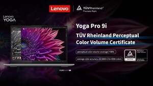 TÜV Rheinland Issues "Perceptual Color Volume" Certification to Lenovo™'s New Yoga™ Pro 9i Laptop