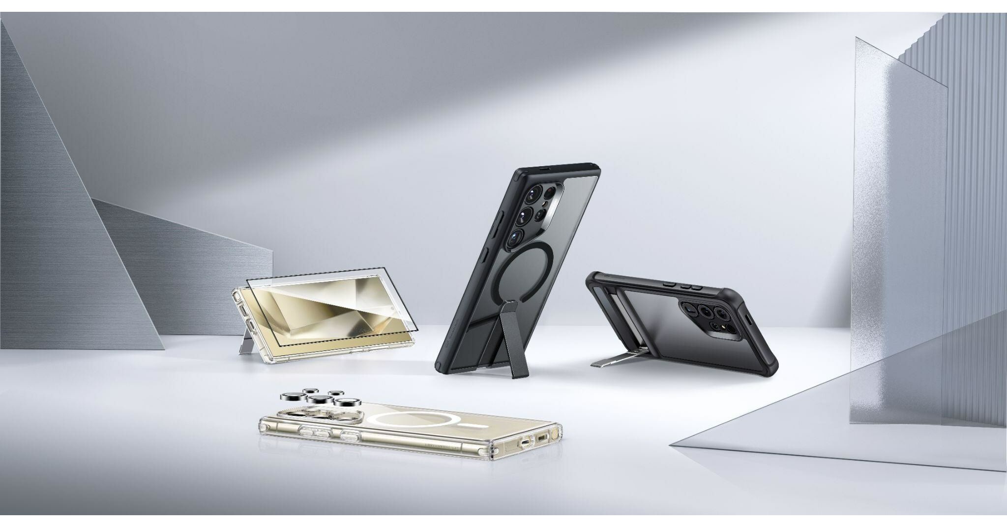 ESR Flickstand Boost Halolock Case for Samsung Galaxy S24 Ultra -  Transparent and Black