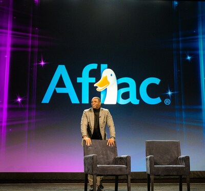 University of Colorado Head Football Coach and NFL Hall of Famer Deion “Prime” Sanders addressed the crowd during the Aflac sales team’s charitable auction Jan. 11, 2024, that raised $770,000 for the Aflac Cancer and Blood Disorders Center in Atlanta. Sanders donated signed footballs fetching $100,000.