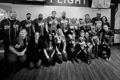 Black and white group photo of the Splash Box Marketing team.
