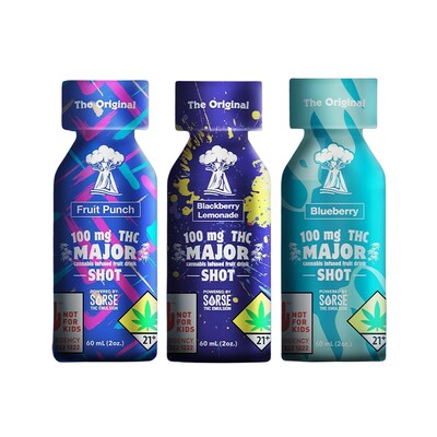 Major 2 oz shots - Fruit Punch, Blueberry and Blackberry Lemonade (CNW Group/Nevis Brands Inc.)